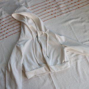 Cropped white zip-up hoodie